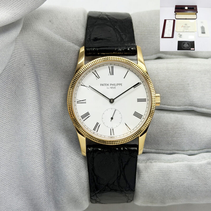 Unpolished 1993 Patek Philippe Calatrava 3796/D 31MM 18K Yellow Gold Box Paper