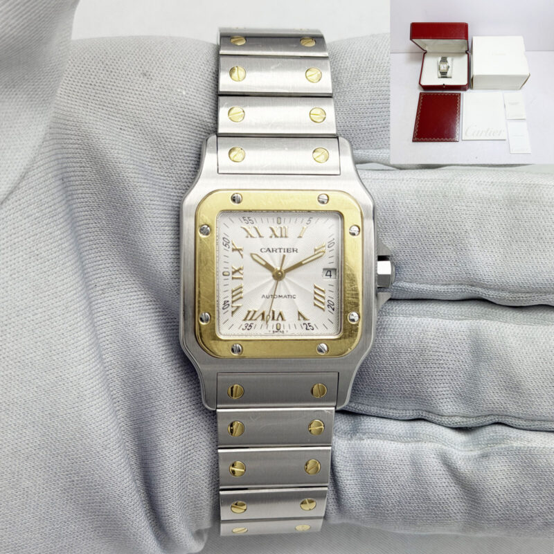 Unpolished Cartier Santos Galbee W20041C4 29MM Silver Two-Tone 18K Yg Box Paper