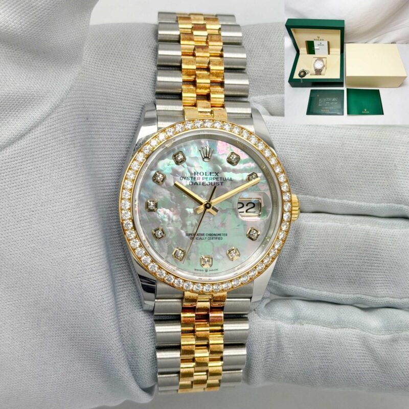 2019 Rolex Datejust 126283RBR 36MM Mop Diamonds Two-Tone 18K Yellow Gold B/p