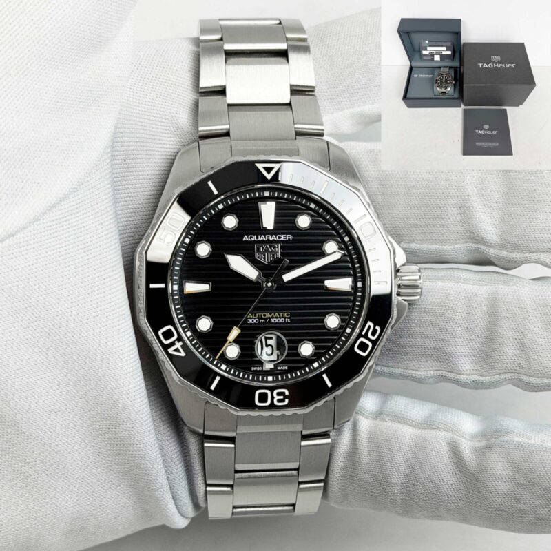 2021 Tag Heuer Aquaracer 300 Date WBP201A.BA0632 43MM Black Steel Box Paper