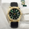 2025 Rolex Sky-Dweller 336238 42MM Fluted Green 18K Yg Oysterflex B/p