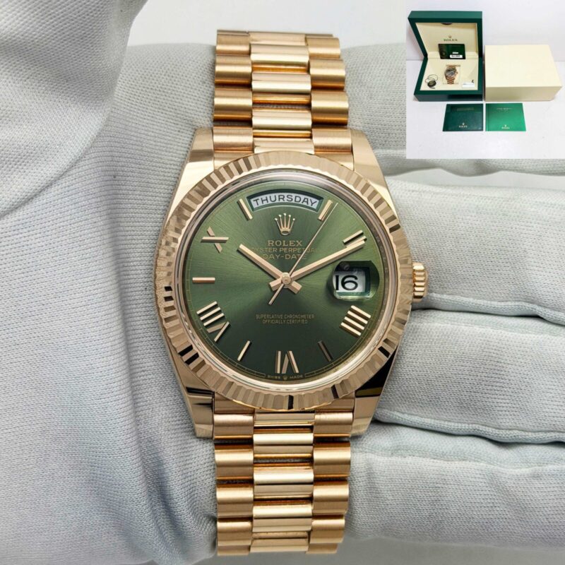 2023 Rolex Day-Date 228235 40MM Olive Green 18K Everose Gold Box Paper