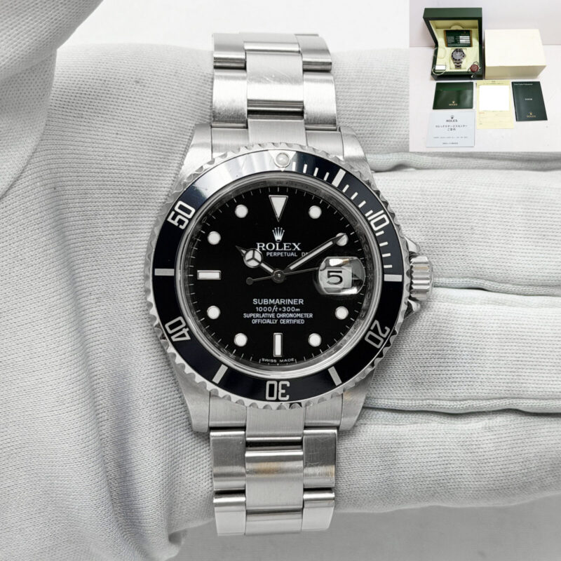 2008 Rolex Submariner Date 16610 40MM Black Steel Box Paper