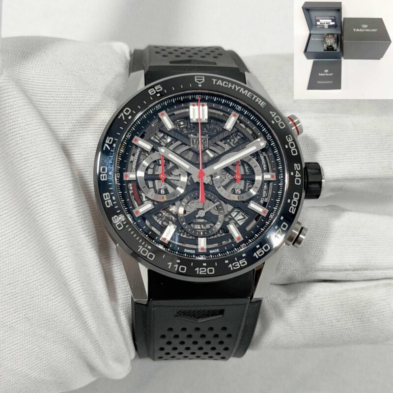 2022 Tag Heuer Carrera Calibre Heuer 02 Chrono CBG2A10 45MM Black Steel B/p