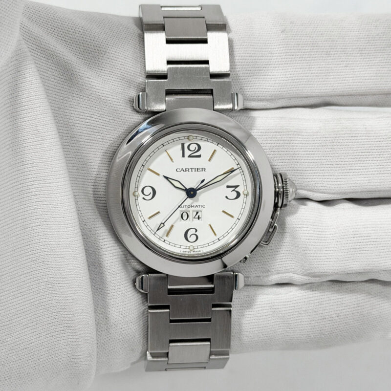 Cartier Pasha C Big Date 2475 35.5MM White Dial Steel