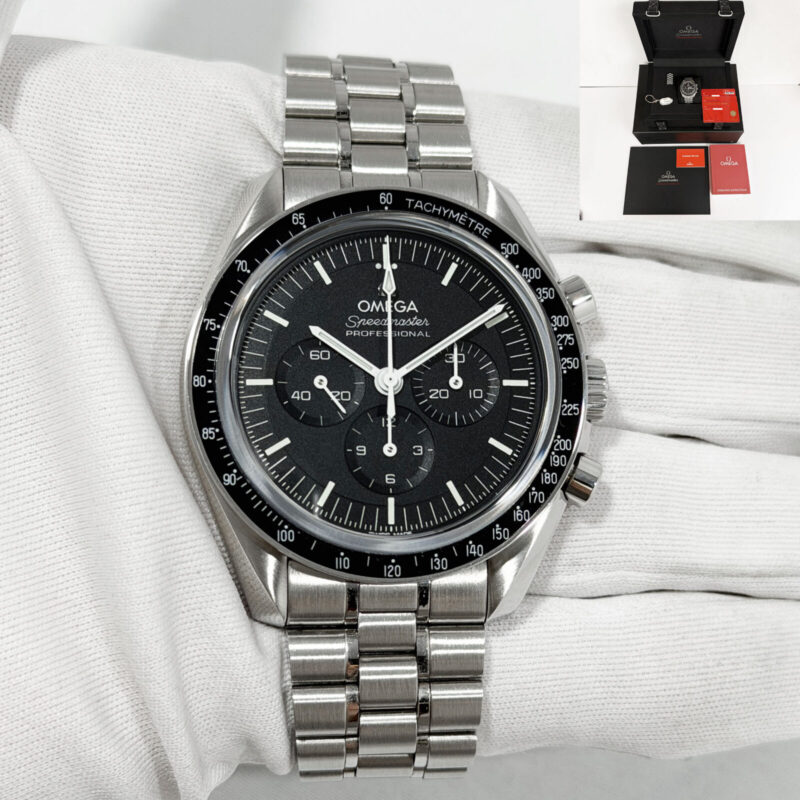 2021 Omega Speedmaster Moonwatch 310.30.42.50.01.002 42MM Black Steel Box Paper