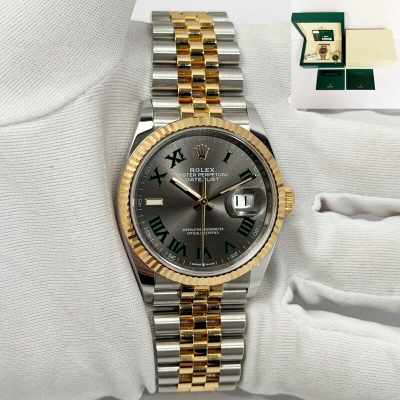 2021 Rolex Datejust 126233 36MM Wimbledon Grey Two-Tone 18K Yg Box Paper