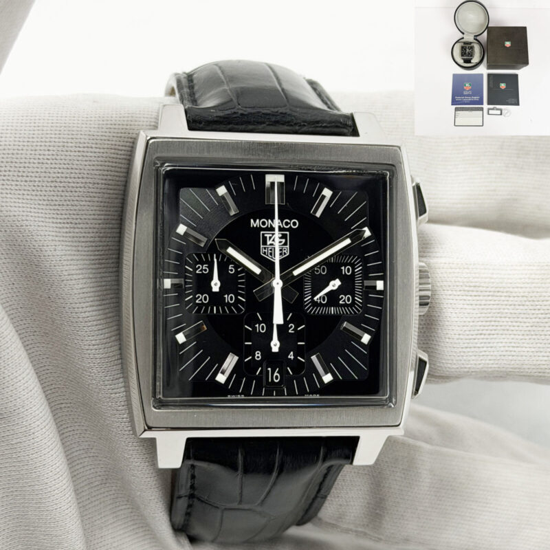 Tag Heuer Monaco Chrono CW2111-0 39MM Black Steel Box Paper