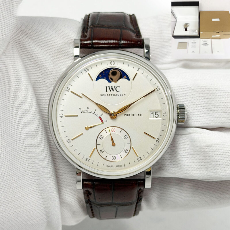 2022 IWC Portofino Hand-Wound Moon Phase IW516401 45MM Silver Steel Box Paper