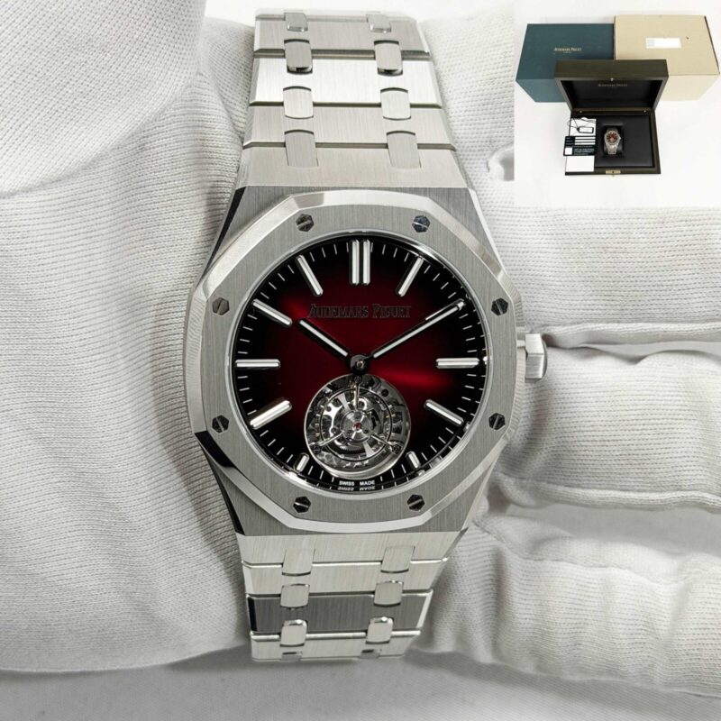 Mint Audemars Piguet Royal Oak Flying Tourbillon 26730ST 41MM Burgundy Steel B/p