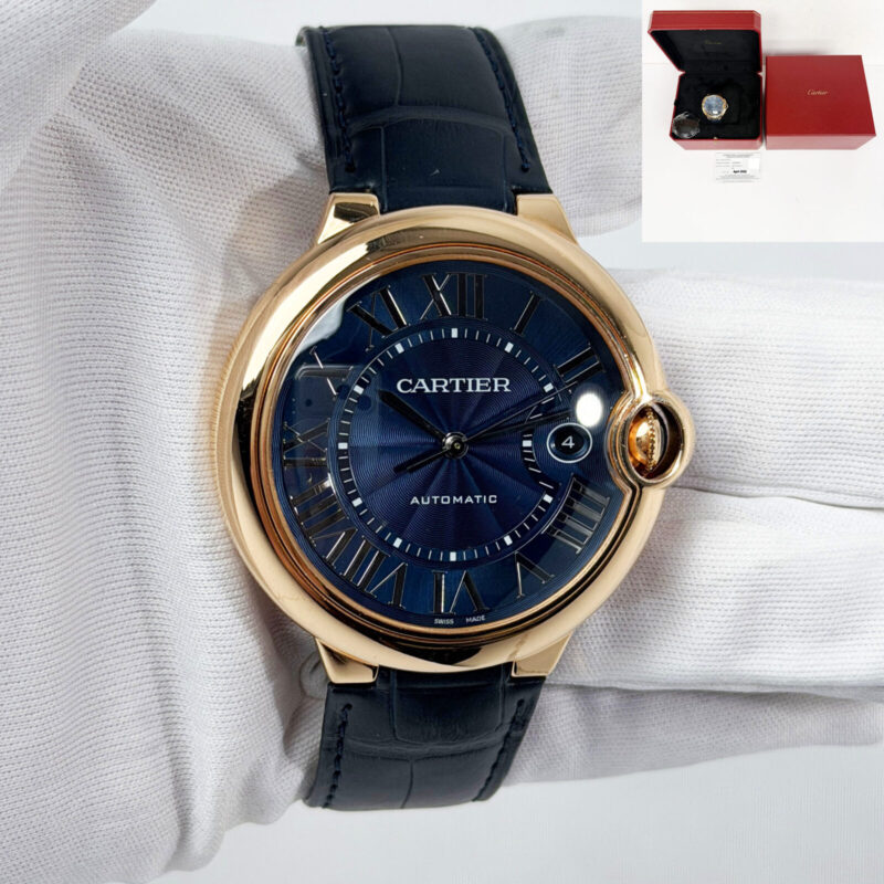 2022 Cartier Ballon Bleu WGBB0036 43MM Blue 18K Rose Gold Box Paper