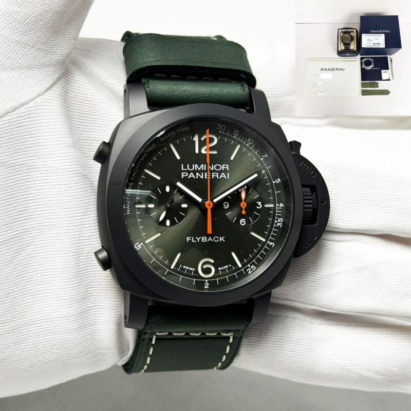 2024 Panerai Luminor 1950 Chrono Flyback PAM01498 44MM Green Ceramic Box Paper