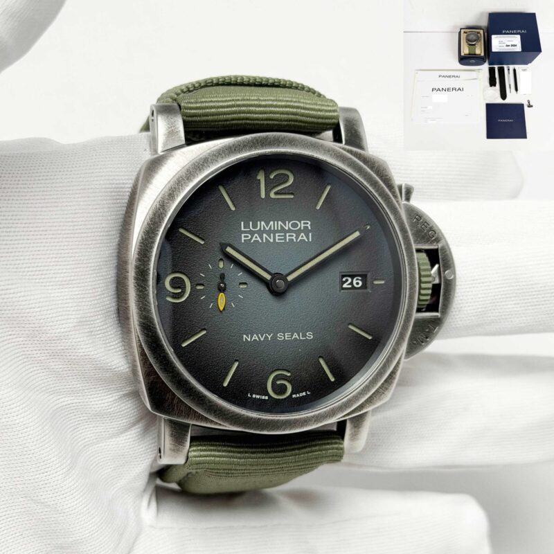 2024 Panerai Luminor Marina Navy Seals 1950 PAM01412 44MM Grey Steel Box Paper