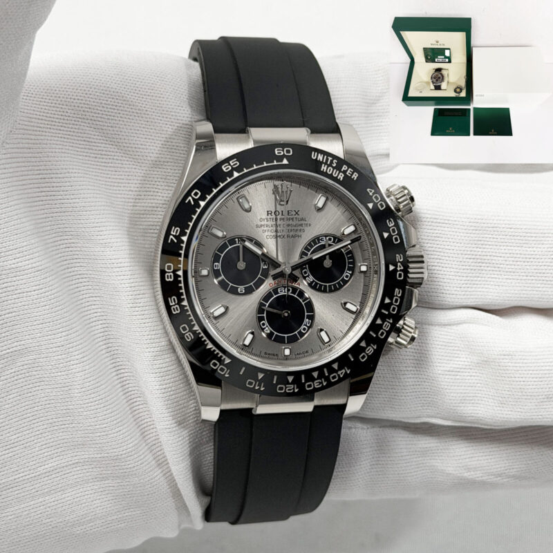 2020 Rolex Daytona Ghost 116519 Grey Oysterflex 18K White Gold Box Paper