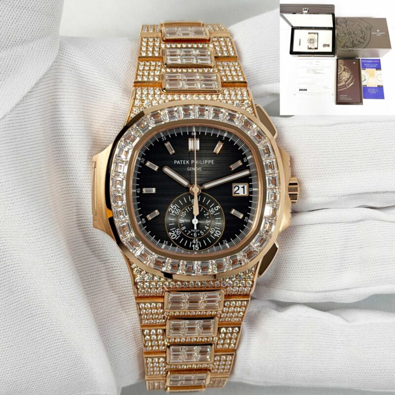 New 2026 Patek Philippe Nautilus 5980/1400R-011 40.5MM Black 18K Rg Diamonds B/p
