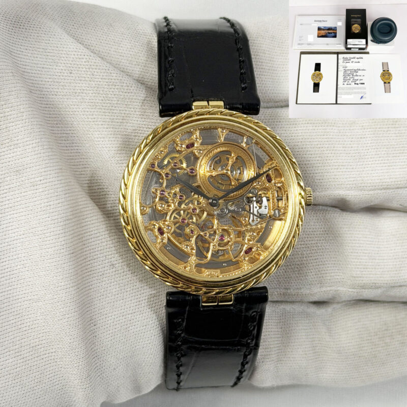 1986 Audemars Piguet Squelete 14263BA 34MM Skeleton 18K Yg B/p Service Paper