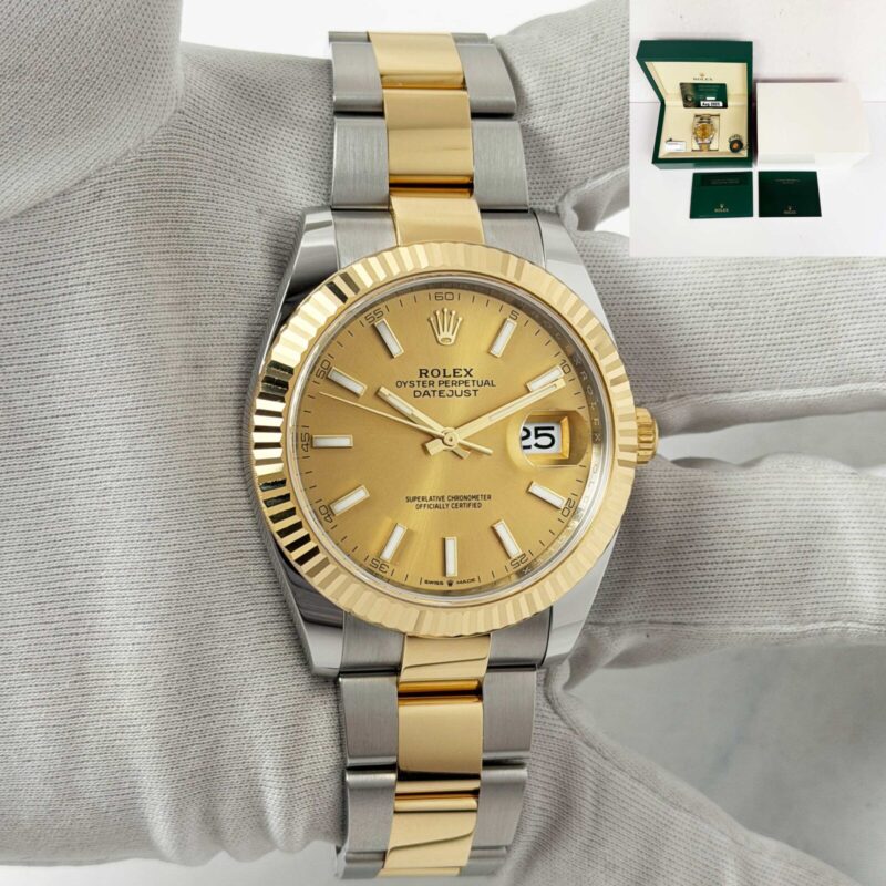 Lnib 2025 Rolex Datejust 126333 41MM Champagne Fluted Oyster Two-Tone Yg B/p