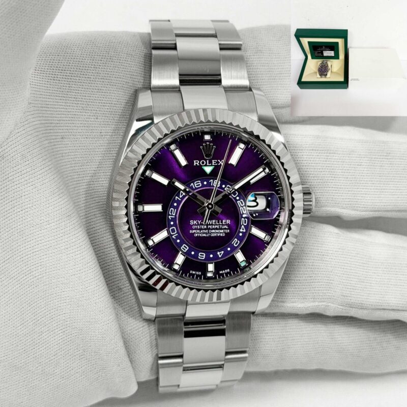 2022 Rolex Wildman Bespoke Sky-Dweller 326934 42MM Purple Dial Steel Box Paper