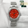 2020 Rolex Oyster Perpetual 126000 Coral Red Index Dial Smooth Oyster Steel B/p
