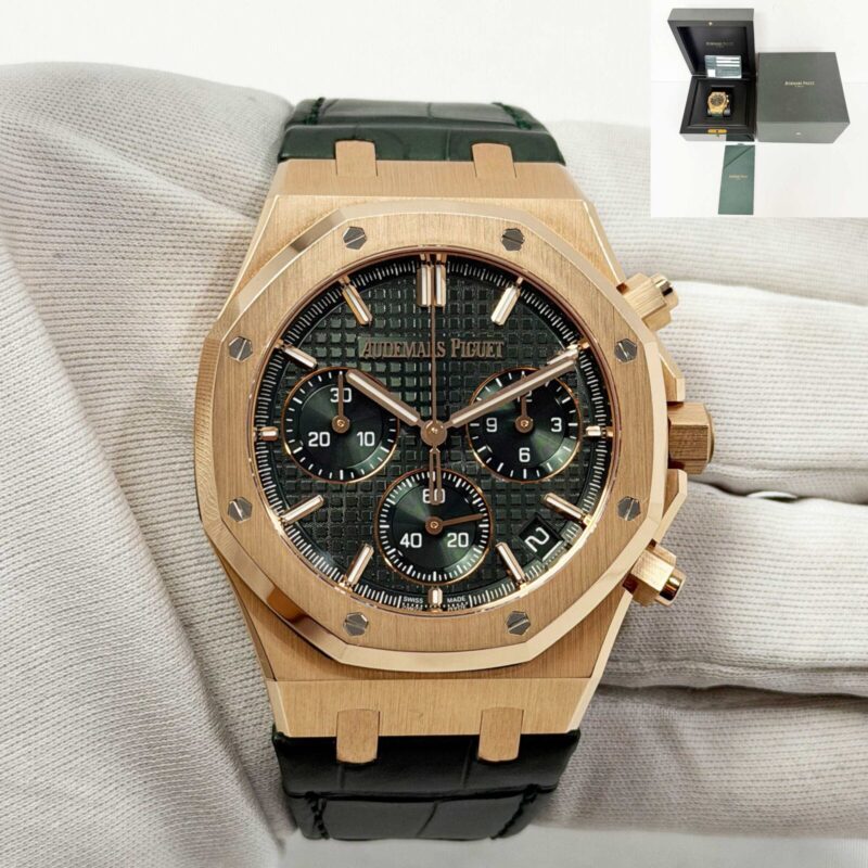 Audemars Piguet Royal Oak Chronograph 26240OR 41MM Green 18K Rg Box Paper