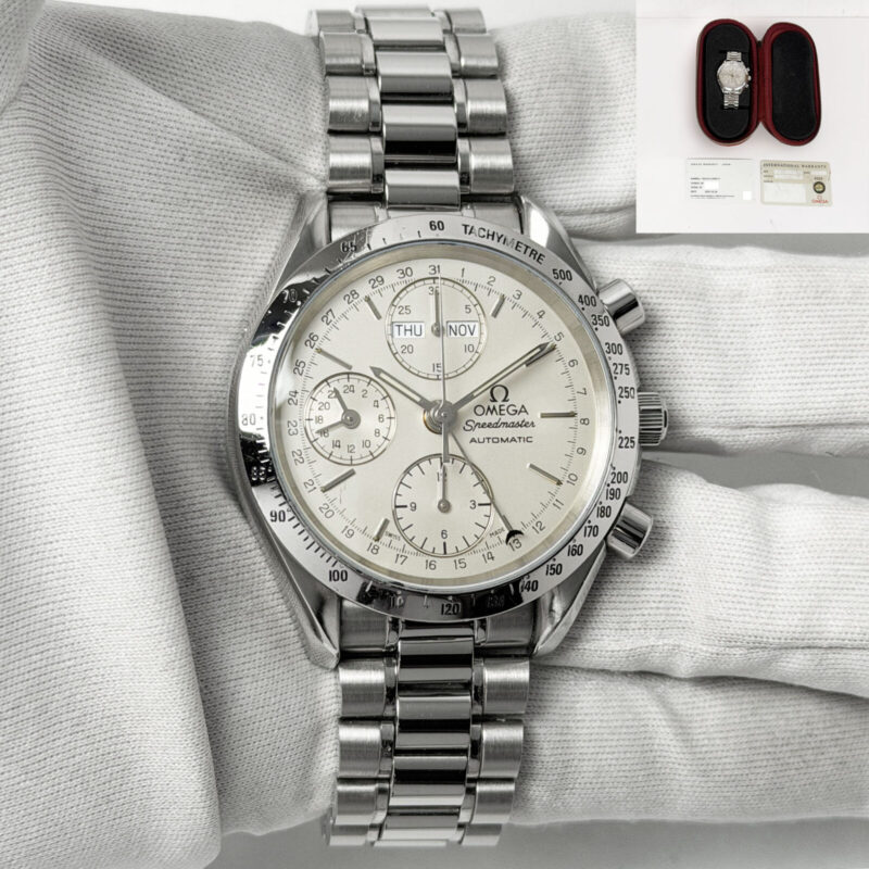 Omega Speedmaster Triple Date 3521.30 39MM Silver Dial Steel B/p Service Card