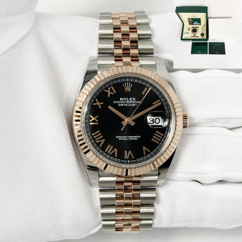 New 2026 Rolex Datejust 126331 41MM Black Roman Fluted Jubilee Two-Tone Rg B/p