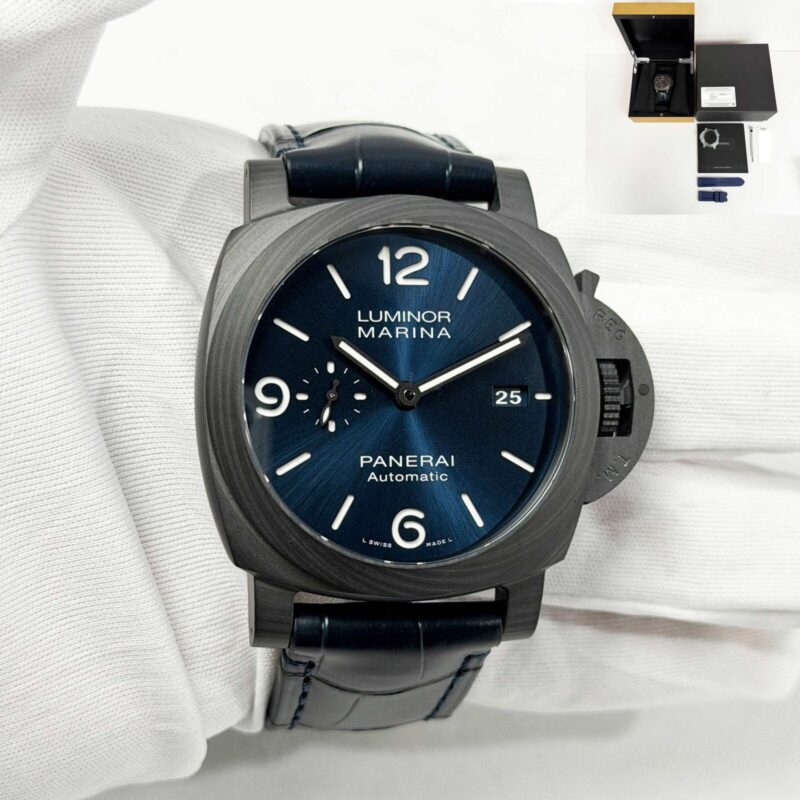 Panerai Luminor Marina PAM01664 44MM Blue Carbon Titanium Box Paper