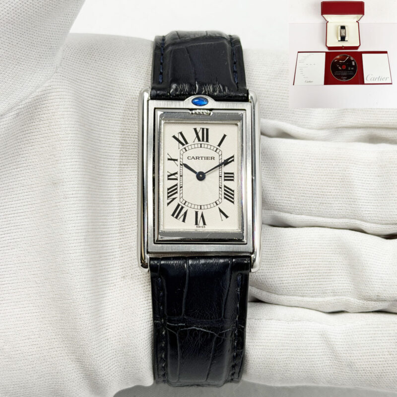 Cartier Tank Basculante 2390 25MM Silver Dial Steel Box Booklets