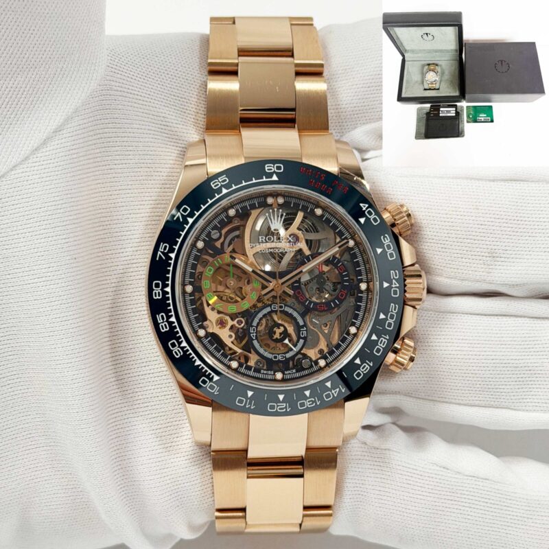 2020 Rolex Titan Black Bespoke Ferrari Daytona 116505 40MM Skeleton 18K Rg B/p