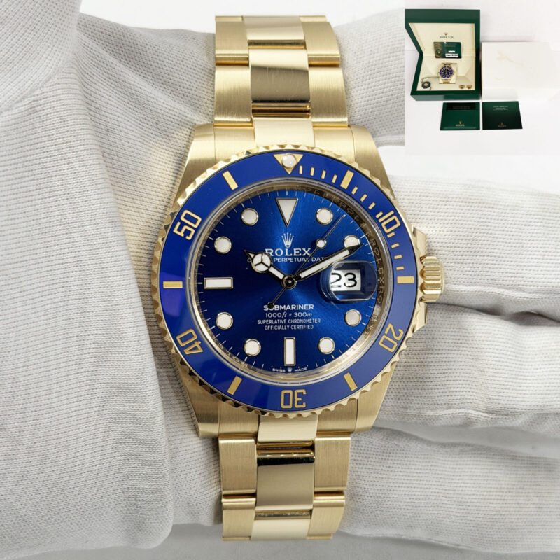 Unpolished 2024 Rolex Submariner Date Bluesy 126618LB 41MM Blue 18K Yg B/p