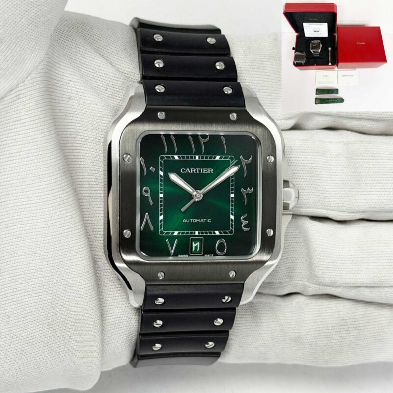 2024 Cartier Santos Large WSSA0055 39.8MM Green Steel Box Paper