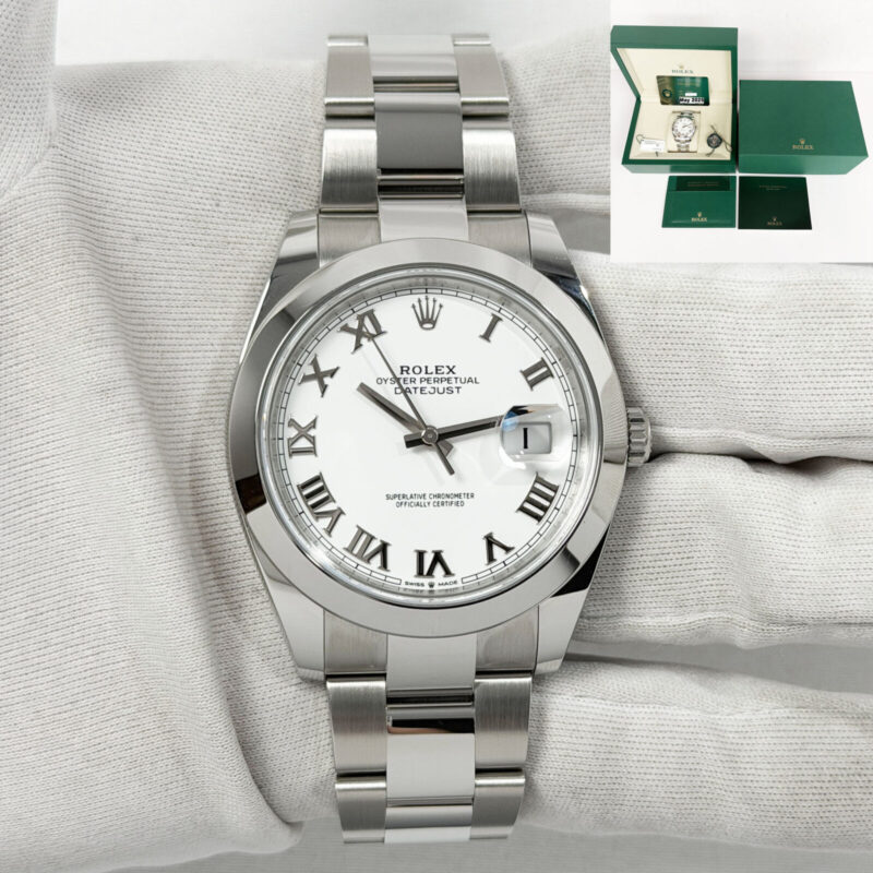 2025 Rolex Datejust 126300 41MM White Smooth Oyster Steel Box Paper