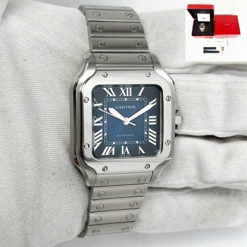 2026 Cartier Santos Medium WSSA0063 35MM Blue Steel Box Paper