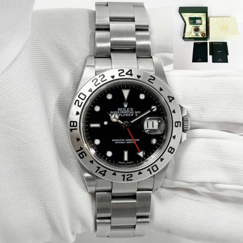 2013 Rolex Explorer II 16570 Black Oyster Steel Box Paper 3186 Movement