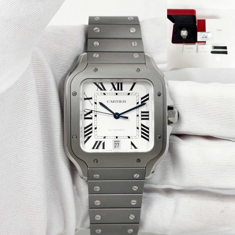 2025 Cartier Santos Large WSSA0089 40MM Silver Dial Titanium Box Paper
