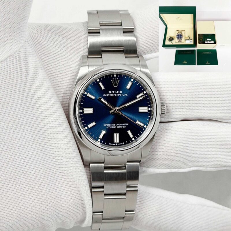 2023 Rolex Oyster Perpetual 126000 36MM Blue Index Smooth Oyster Steel Box Paper