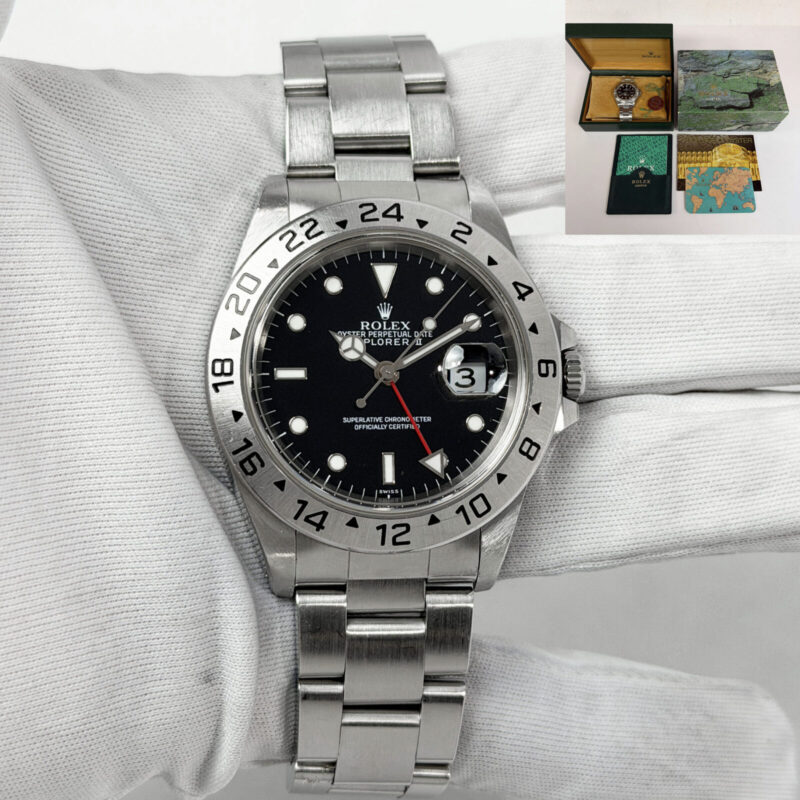 1999 Rolex Explorer II 16570 40MM Black Oyster Steel Box Booklets A-Serial
