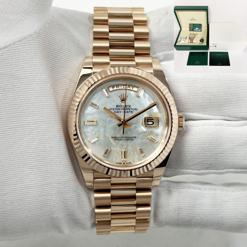 New 2025 Rolex Day-Date 228235 Mop Dial 18K Everose Gold President Box Paper
