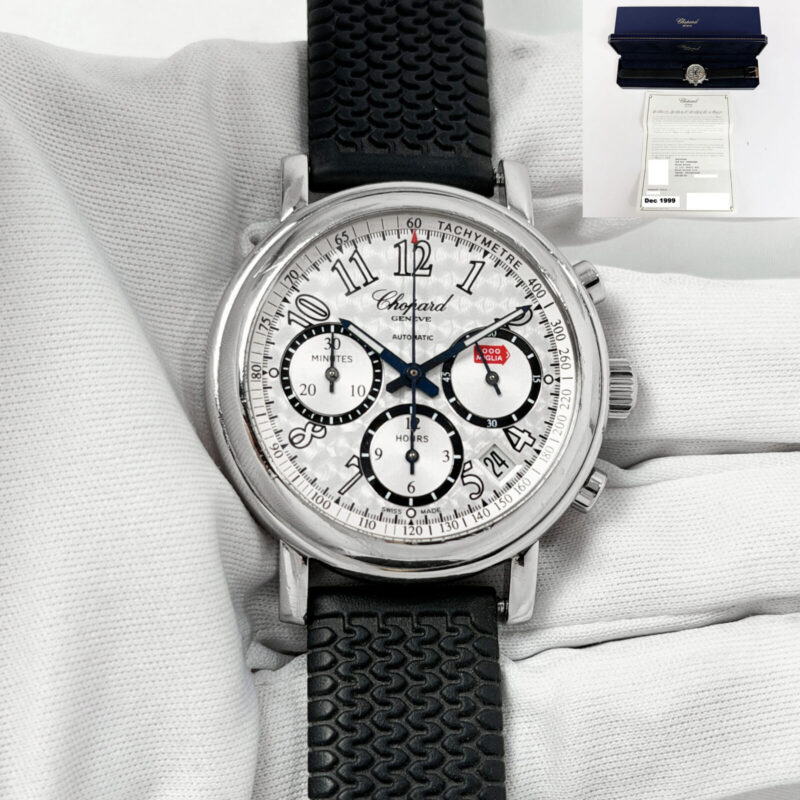1999 Chopard Mille Miglia Chronograph 16/8331-99 39MM Silver Dial Steel B/p