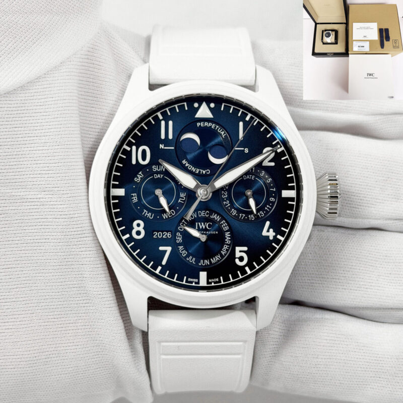 New 2026 IWC Big Pilot Perpetual Calendar IW339601 42MM Blue Ceramic Box Paper