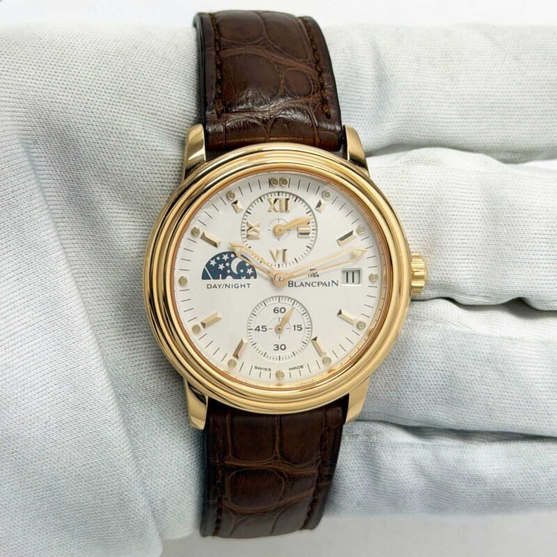 Blancpain Leman Dual Time Zone 2160-3630-53B 38MM Silver Dial 18K Rose Gold