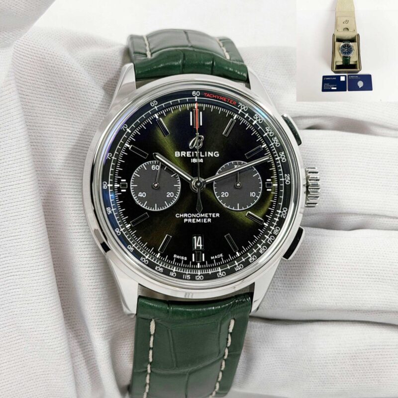 Breitling Premier B01 Chronograph AB0118221L1P2 42MM Green Steel Box Paper