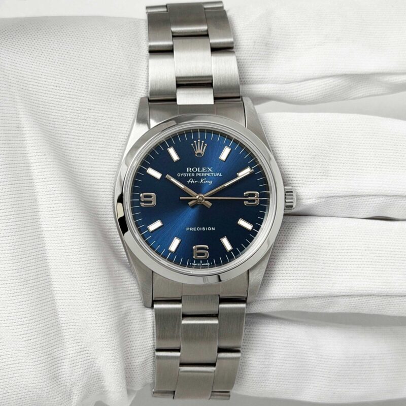 1997 Rolex Air King 14000 34MM Blue Smooth Oyster Steel U-Serial
