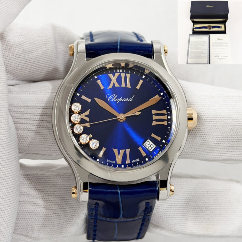New 2026 Chopard Happy Sport 278582-6012 36MM Blue Two-Tone 18K Rg B/p