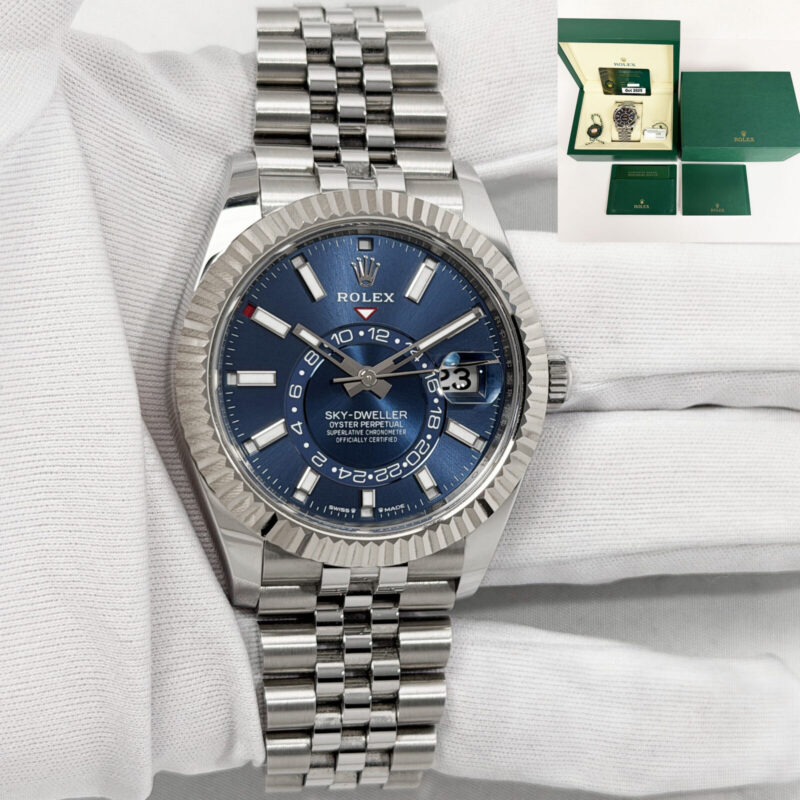 2025 Rolex Sky-Dweller 336934 42MM Blue Dial Fluted Jubilee Box Paper