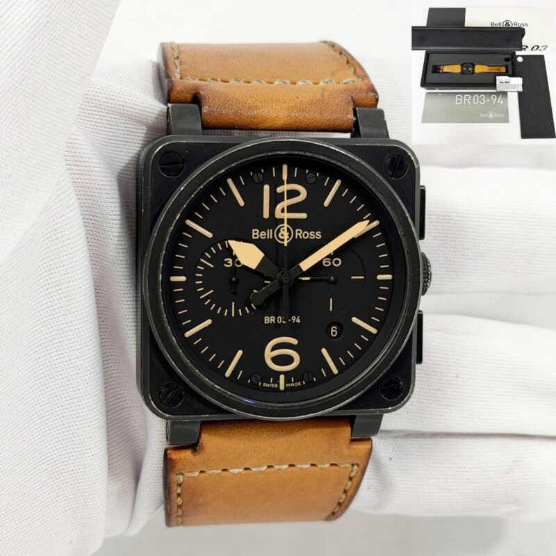 2010 Bell & Ross Chronograph Br 03-94-S 42MM Black Dial Pvd Steel Box Paper