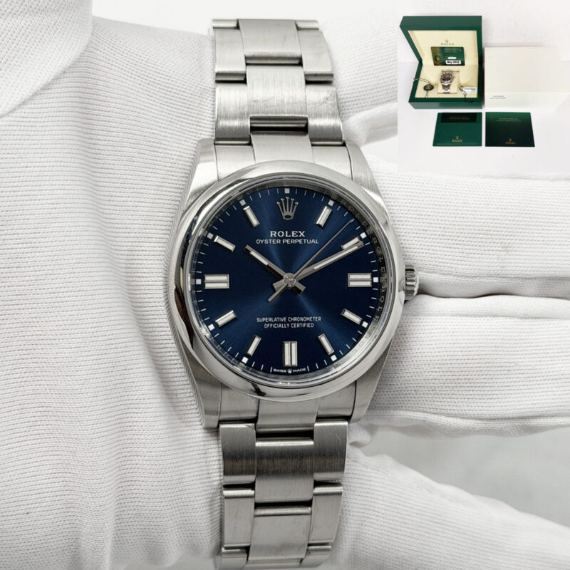 2023 Rolex Oyster Perpetual 126000 36MM Blue Smooth Oyster Stick Steel Box Paper