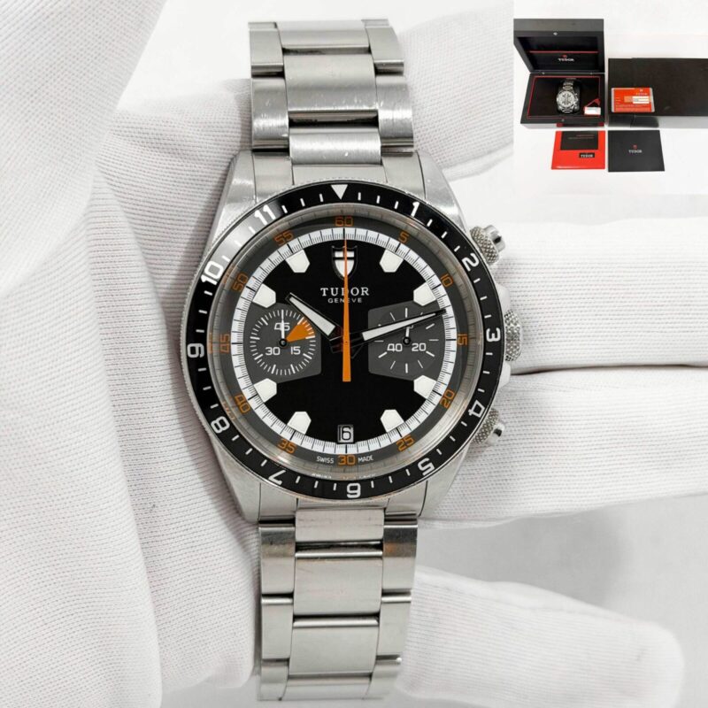 2014 Tudor Heritage Chronograph 70330N 42MM Black Dial Steel Box Paper