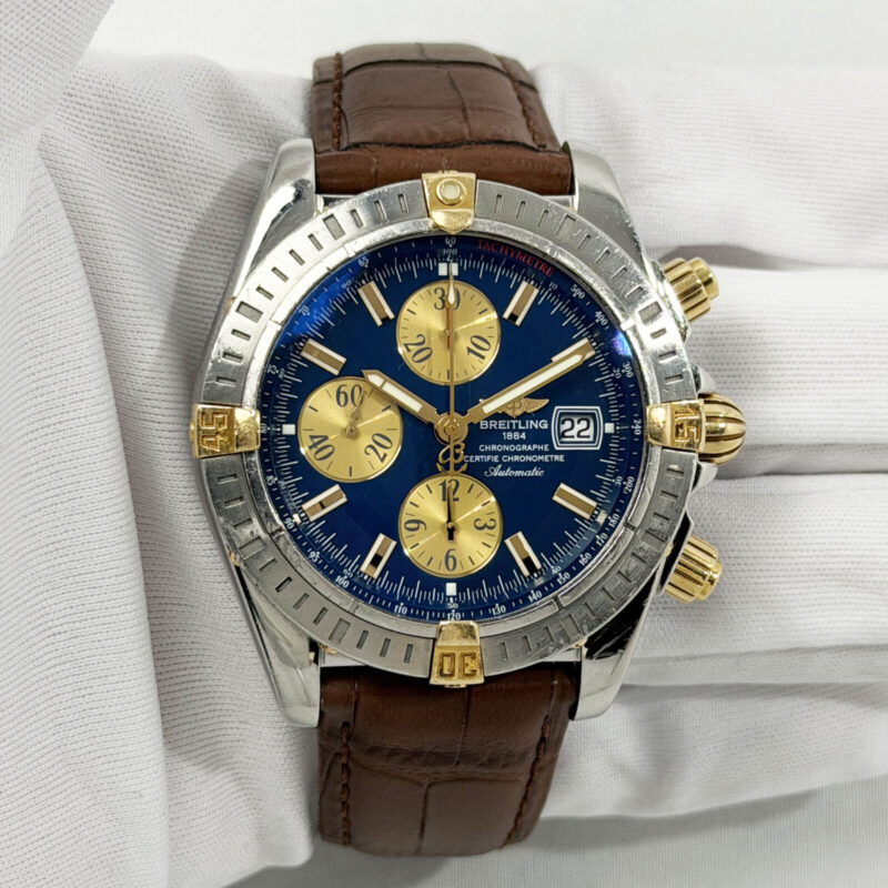 Breitling Chronomat Evolution B13356 44MM Blue Two-Tone 18K Yg