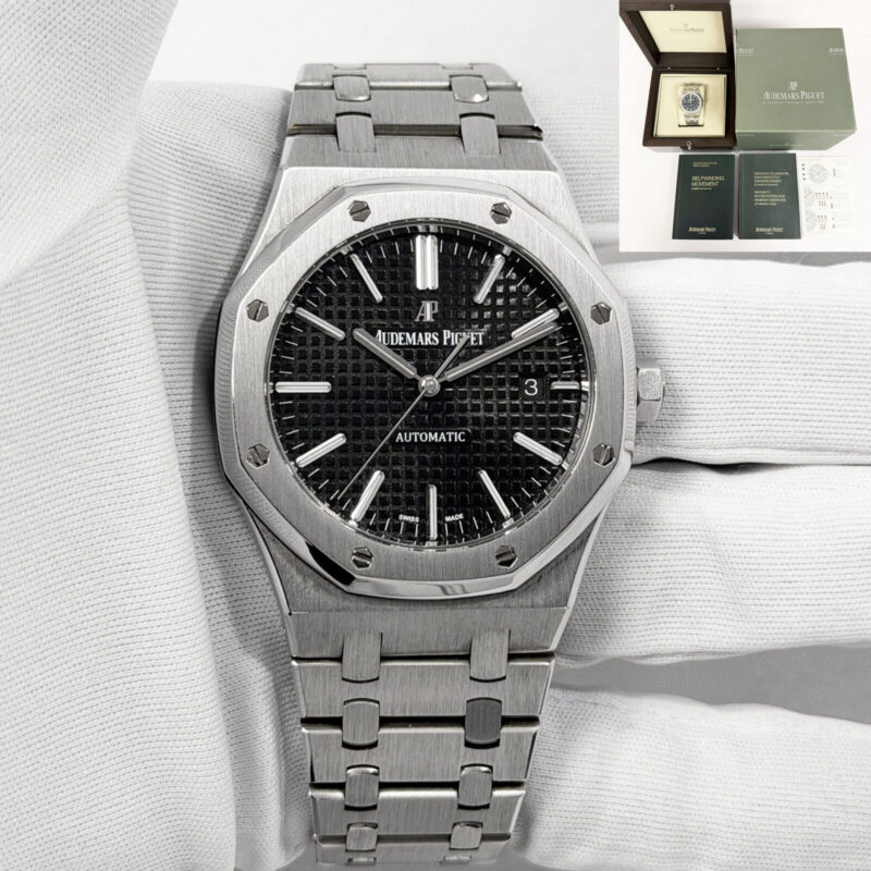 2015 Audemars Piguet Royal Oak 15400ST 41MM Black Steel Box Paper